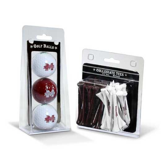 24899: 3 Golf Balls And 50 Golf Tees Mississippi State Bulldogs
